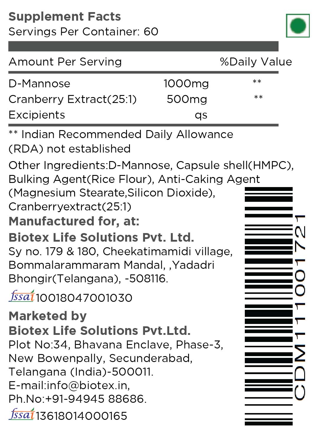 CRANBERRY & D MANNOSE CAPSULES