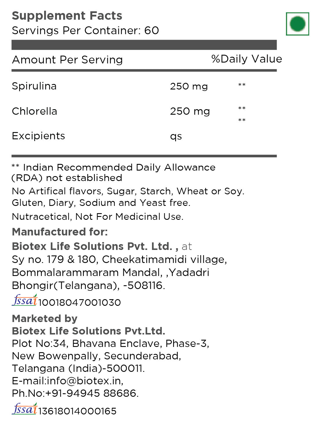 SPIRULINA + CHLORELLA CAPSULES