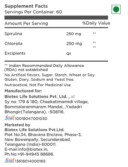 SPIRULINA + CHLORELLA CAPSULES