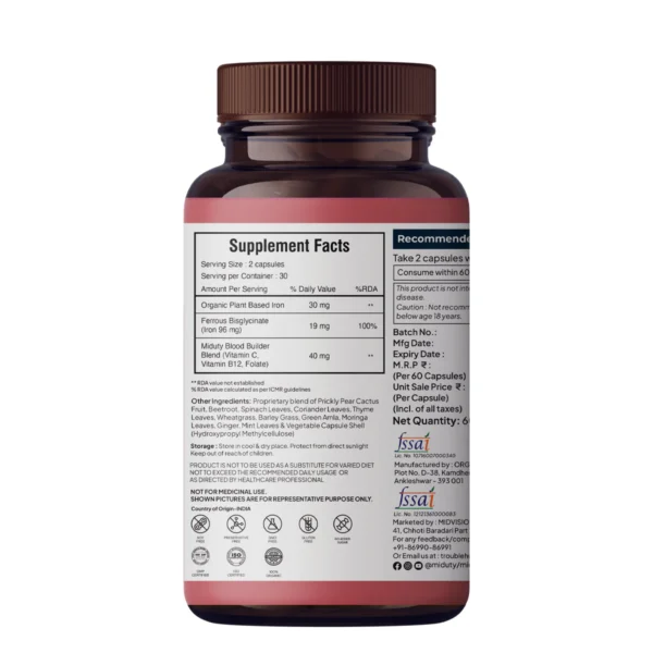 Organic Blood Builder - 60 Capsules in a Bottle - Image 2