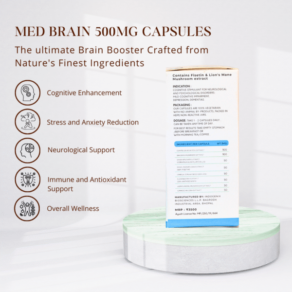 Med Brain 500mg A Bottle of 60 Capsules - Image 2