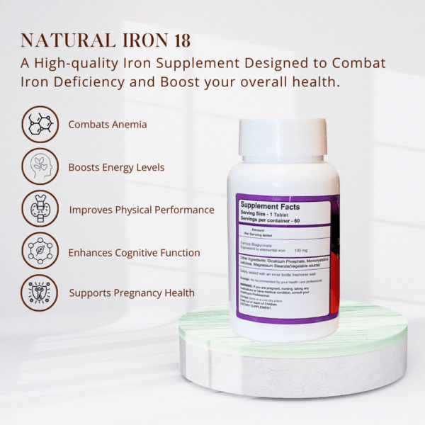 Natural Iron 18  60 Tablets in a Bottle - Image 2