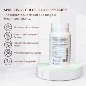 Spirulina + Chlorella Supplement-60 Veg Capsules
